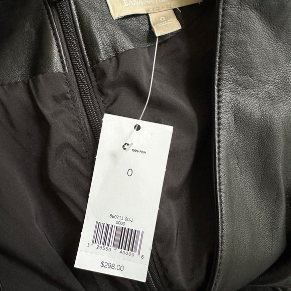 Banana Republic Women’s Leather Panel Stretch V Neck Sheath Dress NWT - Picture 9 of 11